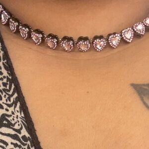 Pink MOISSAINITE Heart Necklace (plus size jewelry) 22inch